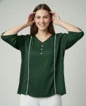 TRENDING DELTA SILK BUTTON LINING WORK ONLY TOP GREEN