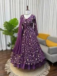 TRENDING FENDY SILK THREAD & SEQUENCE WITH FANCY LACE WORK GOWN LEHENGA WITH DUPATTA WEDDING WEAR WHOLESALE PRICE ETHNIC GARMENT (3)