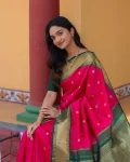 TRENDING LICHI SILK JACQUARD WORK SAREE WITH UNSTITCHED BLOUSE FESTIVE WEAR WHOLESALE PRICE ETHNIC GARMENT (3)