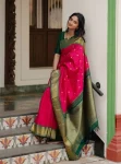 TRENDING LICHI SILK JACQUARD WORK SAREE WITH UNSTITCHED BLOUSE RANI