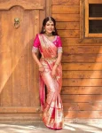TRENDING LICHI SILK JACQUARD WORK SAREE WITH UNSTITCHED BLOUSE SAREE WITH UNSTITCHED BLOUSE WEDDING WEAR WHOLESALE PRICE ETHNIC GARMENT (5)