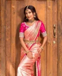 TRENDING LICHI SILK JACQUARD WORK SAREE WITH UNSTITCHED BLOUSE SAREE WITH UNSTITCHED BLOUSE WEDDING WEAR WHOLESALE PRICE ETHNIC GARMENT (5)