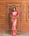 TRENDING LICHI SILK JACQUARD WORK SAREE WITH UNSTITCHED BLOUSE SAREE WITH UNSTITCHED BLOUSE WEDDING WEAR WHOLESALE PRICE ETHNIC GARMENT (5)