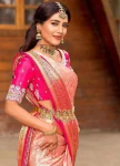 TRENDING LICHI SILK JACQUARD WORK SAREE WITH UNSTITCHED BLOUSE SAREE WITH UNSTITCHED BLOUSE WEDDING WEAR WHOLESALE PRICE ETHNIC GARMENT (5)