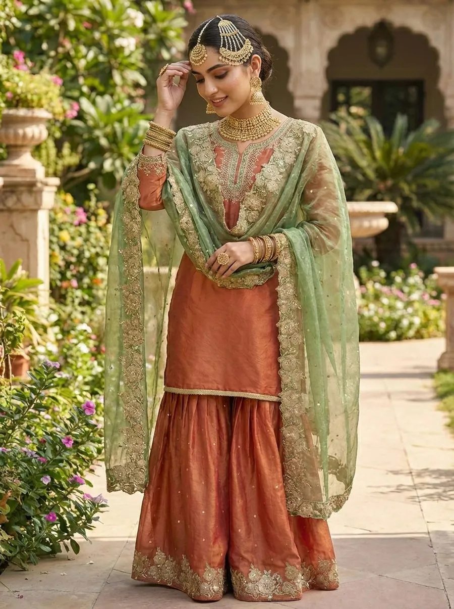 11DESIGNER FENDY SILK EMBROIDERY SEQUENCE WORK TOP SHARARA WITH DUPATTA FESTIVE WEAR WHOLESALE PRICE ETHNIC GARMENT (14)