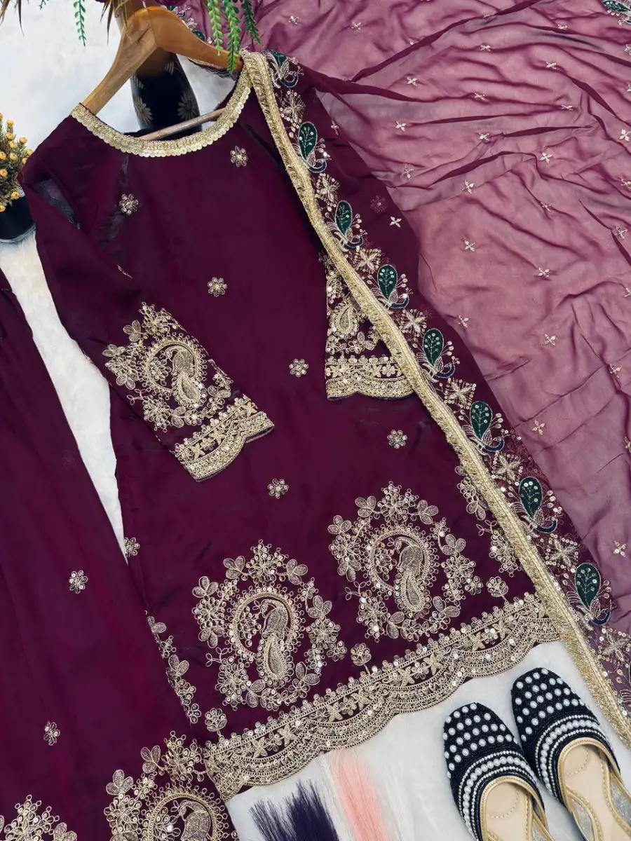 11MODERN FENDY CRUSH SILK EMBROIDERY THREAD & SEQUENCE WORK TOP PATIYALA WITH DUPATTA FESTIVE WEAR WHOLESALE PRICE ETHNIC GARMENT (11)