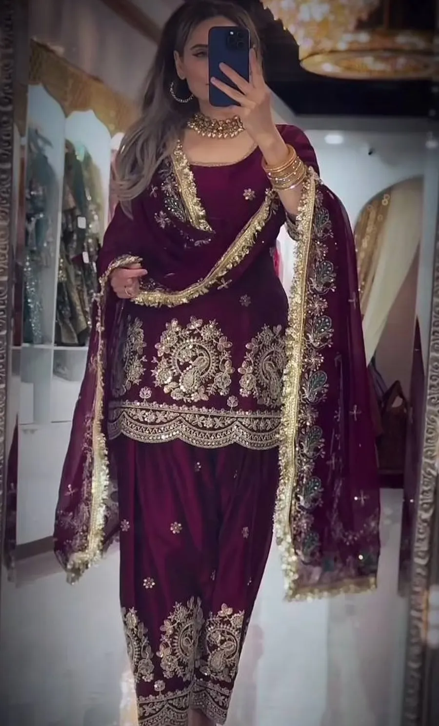 11MODERN FENDY CRUSH SILK EMBROIDERY THREAD & SEQUENCE WORK TOP PATIYALA WITH DUPATTA FESTIVE WEAR WHOLESALE PRICE ETHNIC GARMENT (12)