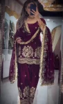 11MODERN FENDY CRUSH SILK EMBROIDERY THREAD & SEQUENCE WORK TOP PATIYALA WITH DUPATTA FESTIVE WEAR WHOLESALE PRICE ETHNIC GARMENT (12)
