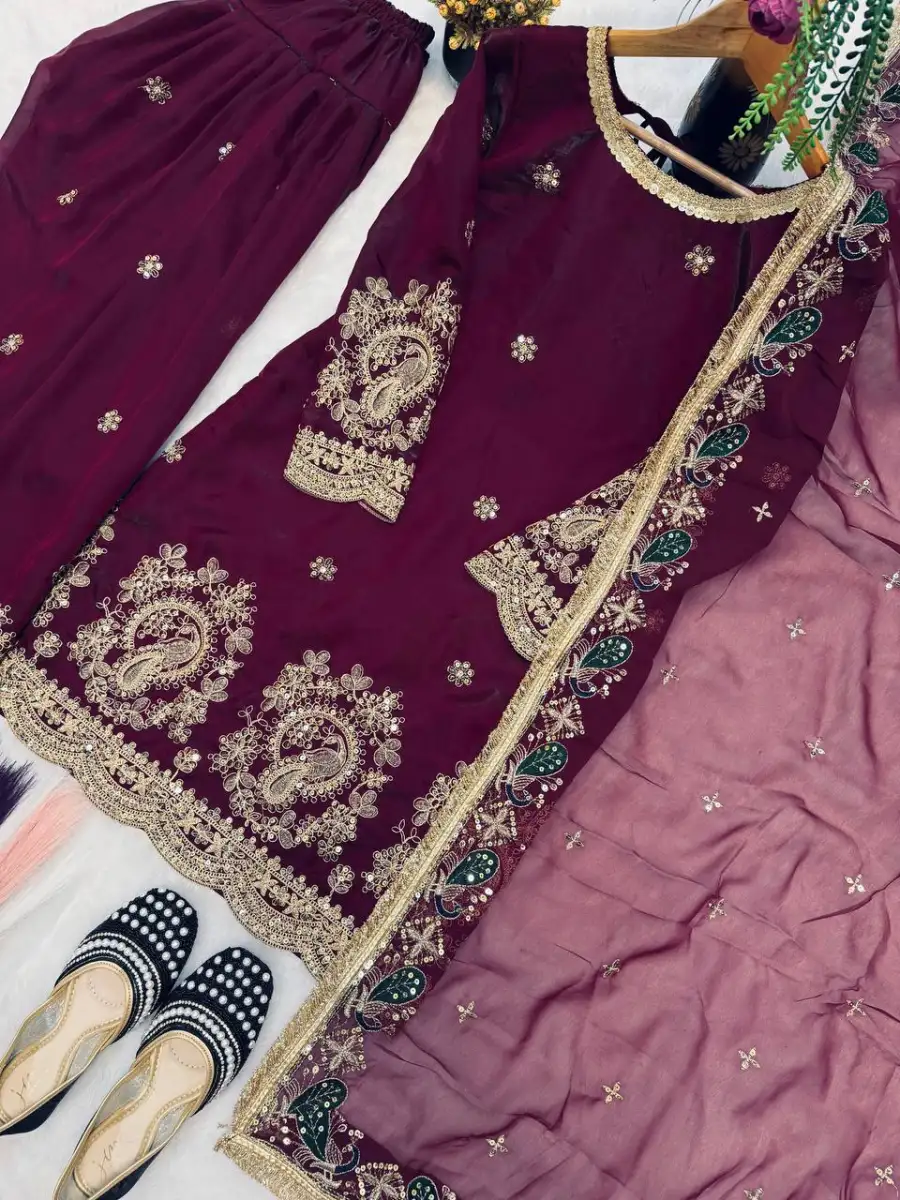 11MODERN FENDY CRUSH SILK EMBROIDERY THREAD & SEQUENCE WORK TOP PATIYALA WITH DUPATTA FESTIVE WEAR WHOLESALE PRICE ETHNIC GARMENT (9)