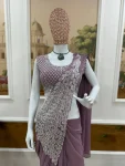12DESIGNER GEORGETTE EMBROIDERY THREAD & SEQUENCE WORK READY TO WEAR SAREE WITH STITCHED BLOUSE PARTY WEAR WHOLESALE PRICE ETHNIC GARMENT (16)