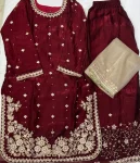 12DESIGNER GMY SILK EMBROIDERY SEQUENCE WITH DIAMOND & MOTI HAND WORK TOP PALAZZO WITH DUPATTA FESTIVE WEAR WHOLESALE PRICE ETHNIC GARMENT (7)