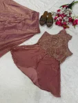 12MODERN FENDY SILK BEADS HAND WORK AND MOTI WORK HIGH NECK TOP WITH PALAZZO SET PARTY WEAR WHOLESALE PRICE ETHNIC GARMENT (18)