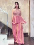 12MODERN FENDY SILK BEADS HAND WORK AND MOTI WORK HIGH NECK TOP WITH PALAZZO SET PARTY WEAR WHOLESALE PRICE ETHNIC GARMENT (18)