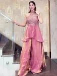 12MODERN FENDY SILK BEADS HAND WORK AND MOTI WORK HIGH NECK TOP WITH PALAZZO SET PARTY WEAR WHOLESALE PRICE ETHNIC GARMENT (18)