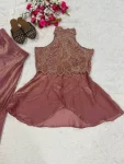 12MODERN FENDY SILK BEADS HAND WORK AND MOTI WORK HIGH NECK TOP WITH PALAZZO SET PARTY WEAR WHOLESALE PRICE ETHNIC GARMENT (18)