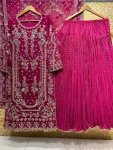 13FANCY GEORGETTE EMBROIDERY SEQUENCE WORK WITH BEADS WORK TOP PALAZZO WITH DUPATTA FESTIVE WEAR WHOLESALE PRICE ETHNIC GARMENT (22)
