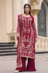13FANCY GEORGETTE EMBROIDERY SEQUENCE WORK WITH BEADS WORK TOP PALAZZO WITH DUPATTA FESTIVE WEAR WHOLESALE PRICE ETHNIC GARMENT (22)
