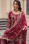 13FANCY GEORGETTE EMBROIDERY SEQUENCE WORK WITH BEADS WORK TOP PALAZZO WITH DUPATTA FESTIVE WEAR WHOLESALE PRICE ETHNIC GARMENT (22)