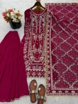 13FANCY GEORGETTE EMBROIDERY SEQUENCE WORK WITH BEADS WORK TOP PALAZZO WITH DUPATTA FESTIVE WEAR WHOLESALE PRICE ETHNIC GARMENT (22)