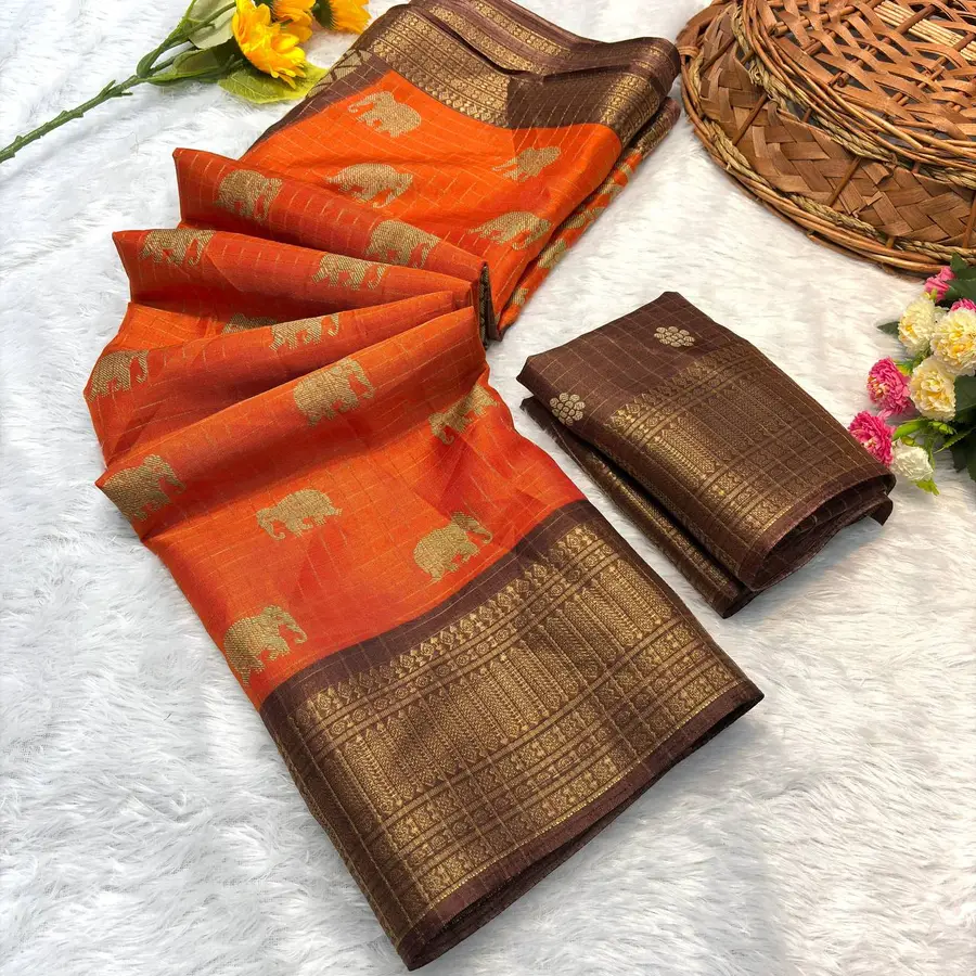 13MODERN-DOLA-SILK-JACQUARD-WEAVING-BORDER-AND-HD-BATIK-PRINT-WORK-SAREE-WITH-UNSTITCHED-BLOUSE-FESTIVE-WEAR-WHOLESALE-PRICE-ETHNIC-GARMENT-3.webp