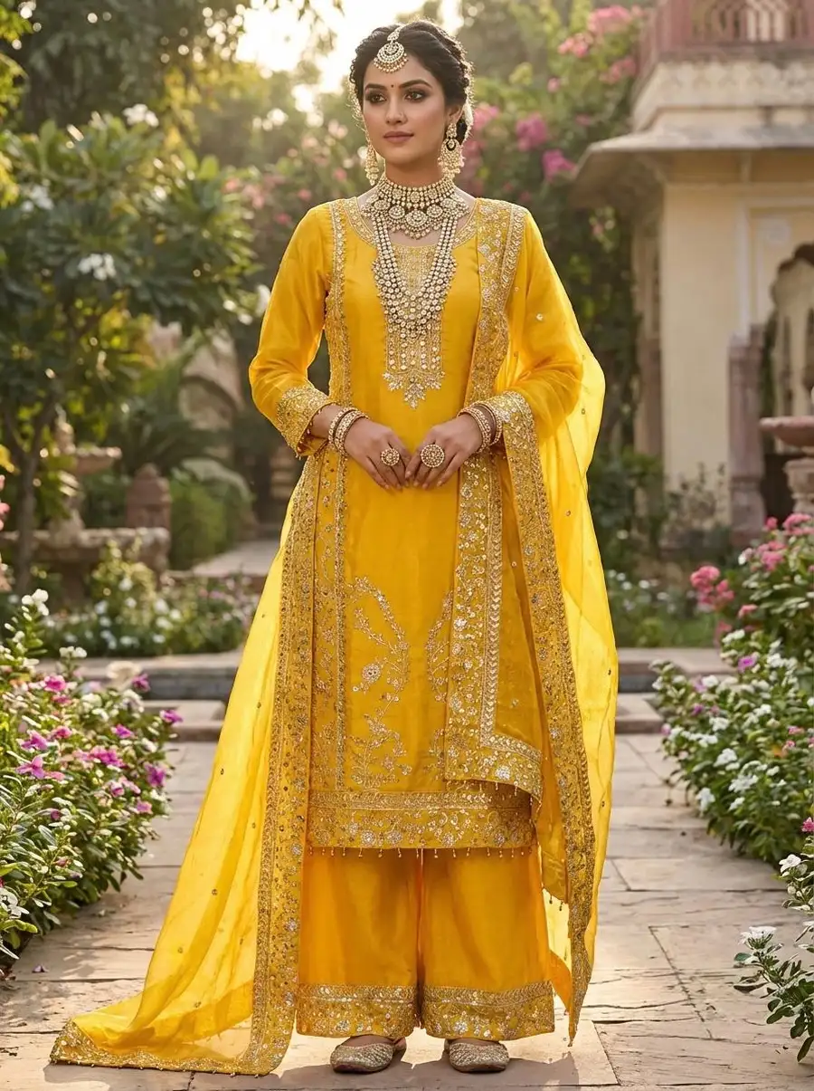 14DESIGNER GMY SILK EMBROIDERY SEQUENCE WORK TOP PALAZZO WITH DUPATTA FESTIVE WEAR WHOLESALE PRICE ETHNIC GARMENT (2)