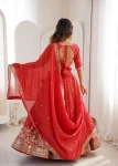 15DESIGNER SHIMMER SILK THREAD WITH SEQUENCE WORK LEHENGA CHOLI WITH DUPATTA WEDDING WEAR WHOLESALE PRICE ETHNIC GARMENT (19)