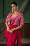 16DESIGNE CREPE SILK LACE BORDER WORK READY TO WEAR SAREE WITH STITCHED BLOUSE AND KOTI PARTY WEAR WHOLESALE PRICE ETHNIC GARMENT (10)