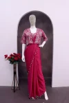 16DESIGNE CREPE SILK LACE BORDER WORK READY TO WEAR SAREE WITH STITCHED BLOUSE AND KOTI PARTY WEAR WHOLESALE PRICE ETHNIC GARMENT (10)