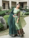 16DESIGNER SILK ZARI WEAVING WITH CONTRAST BORDER KALAMKARI WEAVING BORDER WORK LEHENGA CHOLI WITH DUPATTA FESTIVE WEAR WHOLESALE PRICE ETHNIC GARMENT (11)