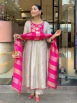 16FANCY VISCOSE SILK SEQUENCE CODING EMBROIDERY WORK TOP BOTTOM WITH DUPATTA FESTIVE WEAR WHOLESALE PRICE ETHNIC GARMENT (15)