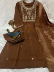 19DESIGNER SILK EMBROIDERY THREAD WITH HAND WORK TOP BOTTOM WITH DUPATTA FESTIVE WEAR WHOLESALE PRICE ETHNIC GARMENT (5)