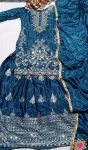 1DESIGNER CHINON SILK EMBROIDERY SEQUENCE WORK TOP LEHENGA WITH DUPATTA FESTIVE WEAR WHOLESALE PRICE ETHNIC GARMENT (14)