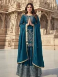 1DESIGNER CHINON SILK EMBROIDERY SEQUENCE WORK TOP LEHENGA WITH DUPATTA FESTIVE WEAR WHOLESALE PRICE ETHNIC GARMENT (14)