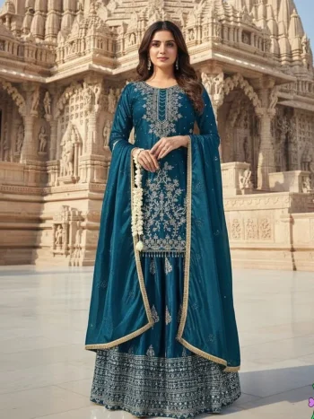 DESIGNER CHINON SILK EMBROIDERY SEQUENCE WORK TOP LEHENGA WITH DUPATTA RAMA