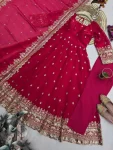 1DESIGNER FENDY SILK EMBROIDERY SEQUENCE WORK GOWN BOTTOM WITH DUPATTA WEDDING WEAR WHOLESALE PRICE ETHNIC GARMENT (11)