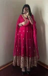 1DESIGNER FENDY SILK EMBROIDERY SEQUENCE WORK GOWN BOTTOM WITH DUPATTA WEDDING WEAR WHOLESALE PRICE ETHNIC GARMENT (11)