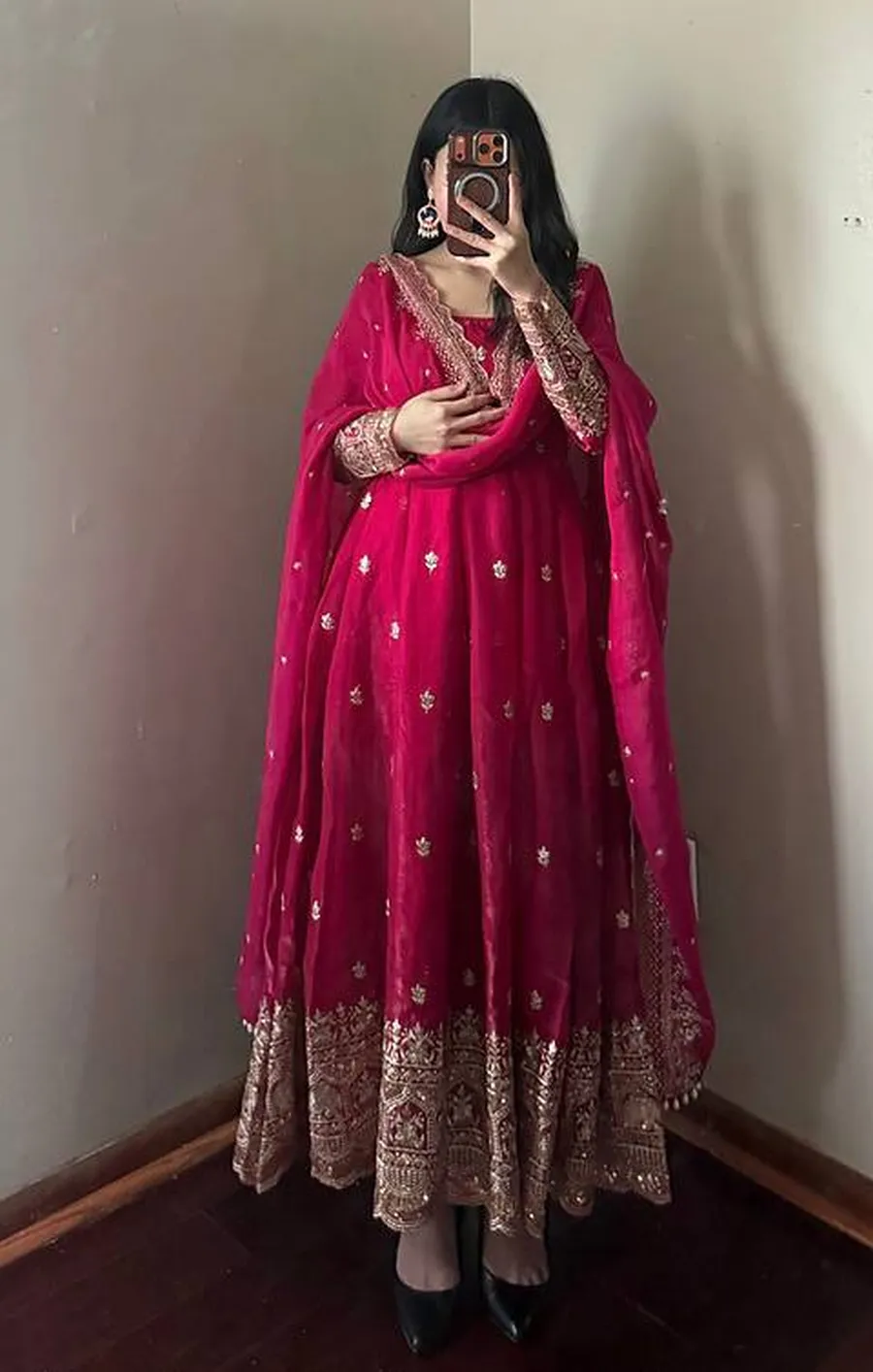 1DESIGNER FENDY SILK EMBROIDERY SEQUENCE WORK GOWN BOTTOM WITH DUPATTA WEDDING WEAR WHOLESALE PRICE ETHNIC GARMENT (15)