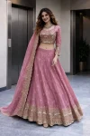 DESIGNER FENDY SILK EMBROIDERY SEQUENCE WORK LEHENGA CHOLI WITH DUPATTA BABY PINK