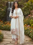 1DESIGNER GEORGETTE EMBROIDERY SEQUENCE WITH PEARL MOTI HAND WORK AND FANCY LACE BORDER WORK TOP PALAZZO WITH DUPATTA FESTIVE WEAR WHOLESALE PRICE ETHNIC GARMENT (16)