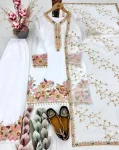 1DESIGNER GEORGETTE EMBROIDERY SEQUENCE WITH PEARL MOTI HAND WORK AND FANCY LACE BORDER WORK TOP PALAZZO WITH DUPATTA FESTIVE WEAR WHOLESALE PRICE ETHNIC GARMENT (16)