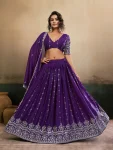 DESIGNER GEORGETTE EMBROIDERY WORK LEHENGA CHOLI WITH DUPATTA PURPLE