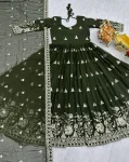 1DESIGNER GEORGETTE SEQUENCE EMBROIDERY WORK GOWN WITH DUPATTA FESTIVE WEAR WHOLESALE PRICE ETHNIC GARMENT (19)