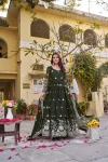 1DESIGNER GEORGETTE SEQUENCE EMBROIDERY WORK GOWN WITH DUPATTA FESTIVE WEAR WHOLESALE PRICE ETHNIC GARMENT (19)