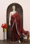 DESIGNER GMY CHIFFON SILK 3MM SEQUENCE WORK SAREE WITH UNSTITCHED BLOUSE MAROON
