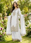 DESIGNER GMY SILK EMBROIDERY SEQUENCE WORK TOP PALAZZO WITH DUPATTA WHITE