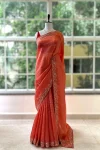 1DESIGNER GOLD CRUSH COTTON THREAD EMBROIDERY WITH SEQUENCE & CODING WORK SAREE WITH UNSTITCHED BLOUSE WEDDING WEAR WHOLESALE PRICE ETHNIC GARMENT (18)