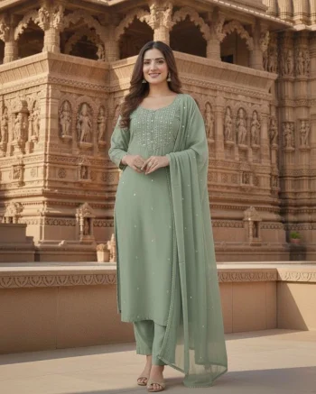 DESIGNER RAYON EMBROIDERY WORK TOP BOTTOM WITH DUPATTA PISTA