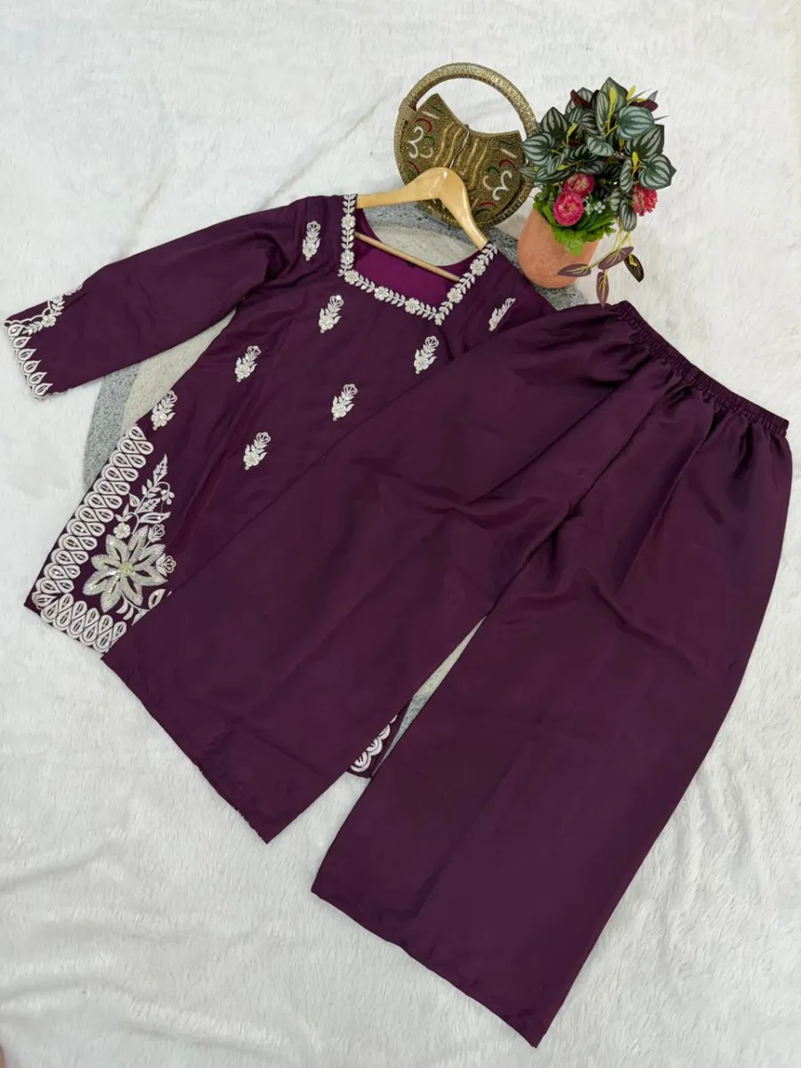 1DESIGNER ROMAN SILK SEQUENCE EMBROIDERY WORK TOP PALAZZO WITH DUPATTA FESTIVE WEAR WHOLESALE PRICE ETHNIC GARMENT (11)