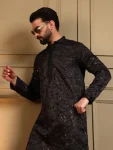 1DESIGNER ROYAL SILK EMBROIDERY SEQUENCE WORK MEN’S KURTA PAYJAMA WEDDING WEAR WHOLESALE PRICE ETHNIC GARMENT (6)