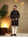 1DESIGNER ROYAL SILK EMBROIDERY SEQUENCE WORK MEN’S KURTA PAYJAMA WEDDING WEAR WHOLESALE PRICE ETHNIC GARMENT (6)